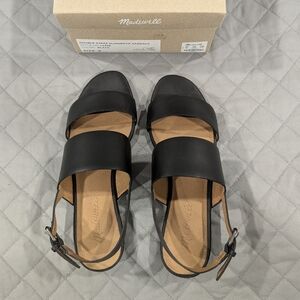 Madewell Leather Double Strap Slingback Sandals Black Size 6